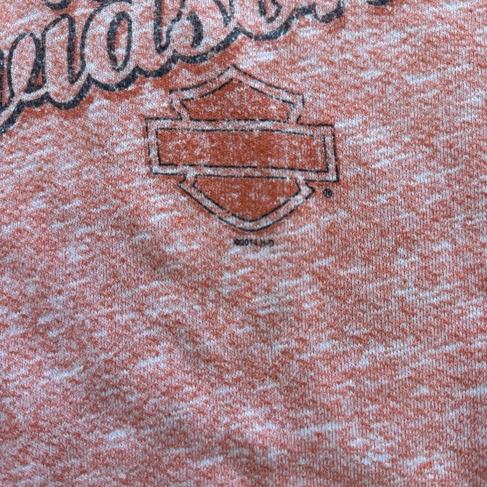 Harley Davidson Hoodie Sweatshirt Womens Medium Graphic Orange Cream Heather - Picture 3 of 8